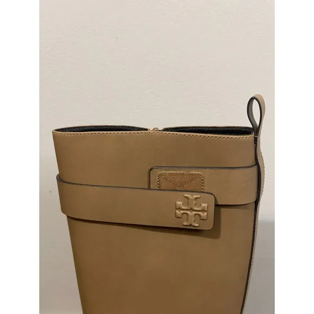 Tory Burch Women’s Double T Utility Logan Boot Tall Riding Leather Size 6.5